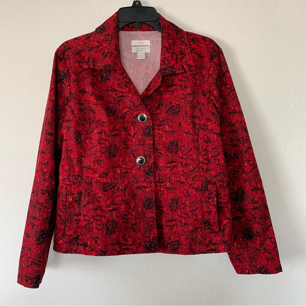 Christopher & Banks Women's Red and Black Blazer/Jacket Size Medium